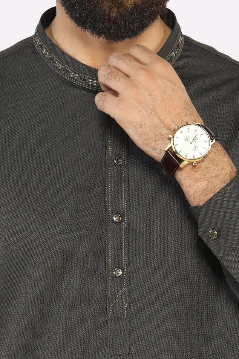 Dark Grey Wash & Wear Shalwar Kameez