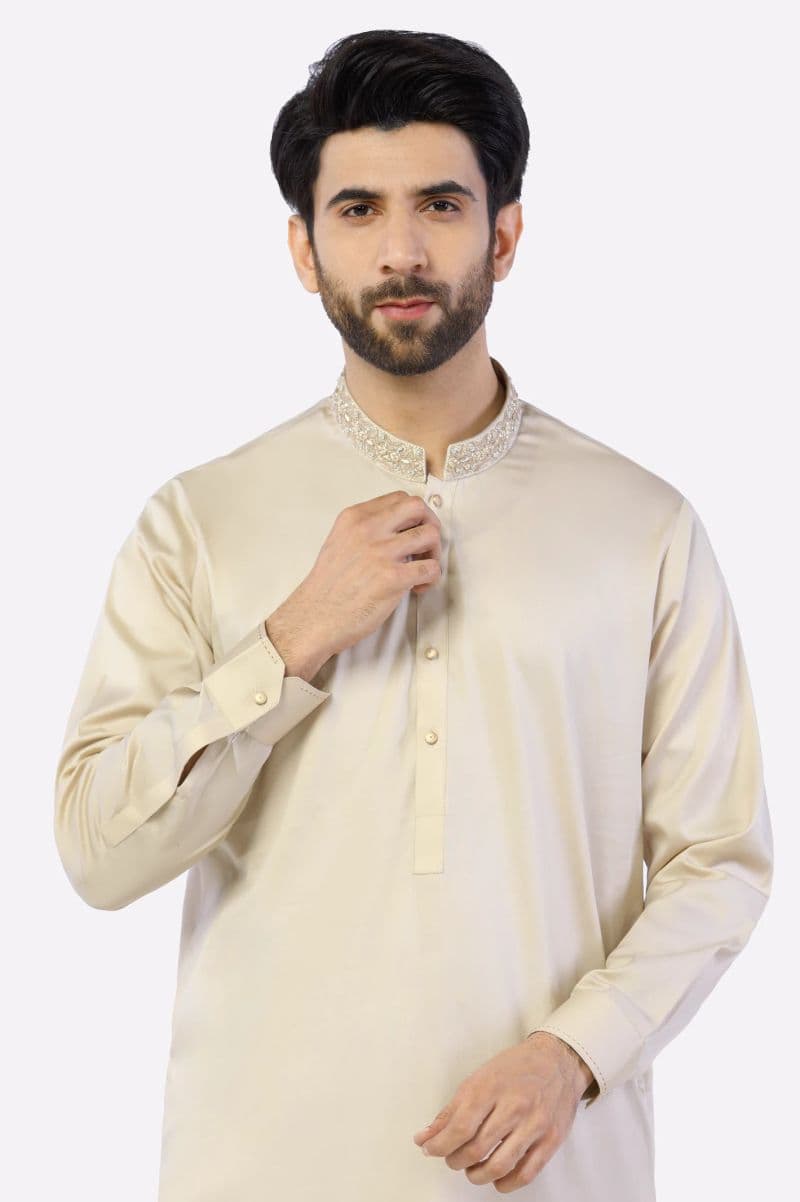 Fawn Cotton Shalwar Kameez