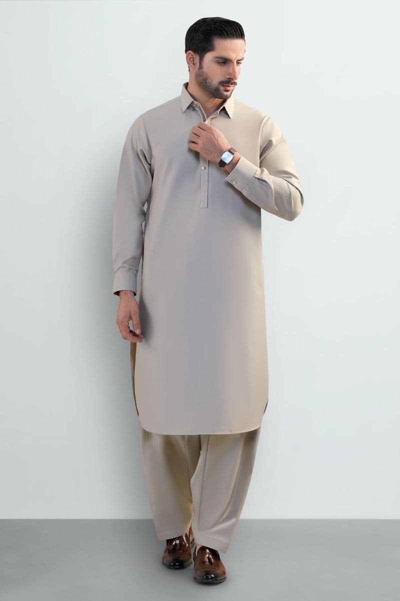 Khaki Wash & Wear Shalwar Kameez