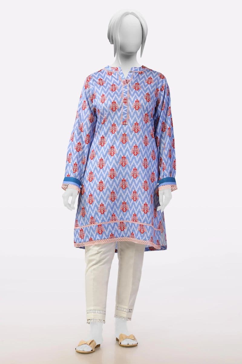 Cambric Purple Printed Kurti thumbnail