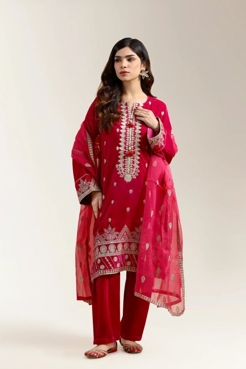 Pink 3PC Embroidered Suit thumbnail