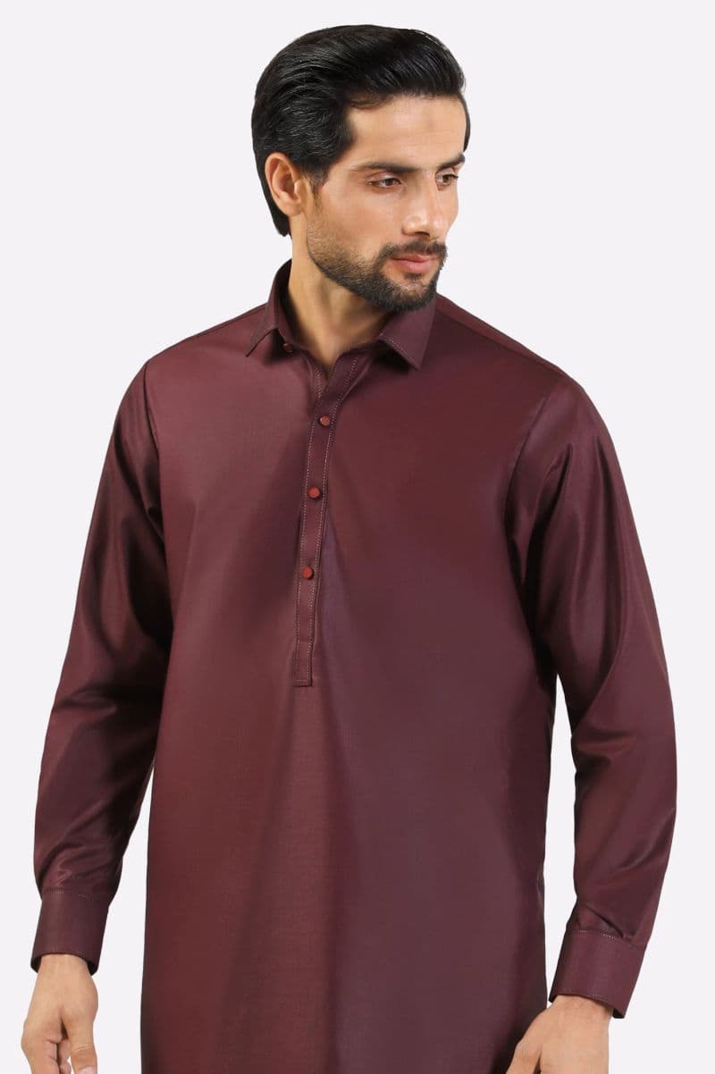 Maroon Wash & Wear Shalwar Kameez