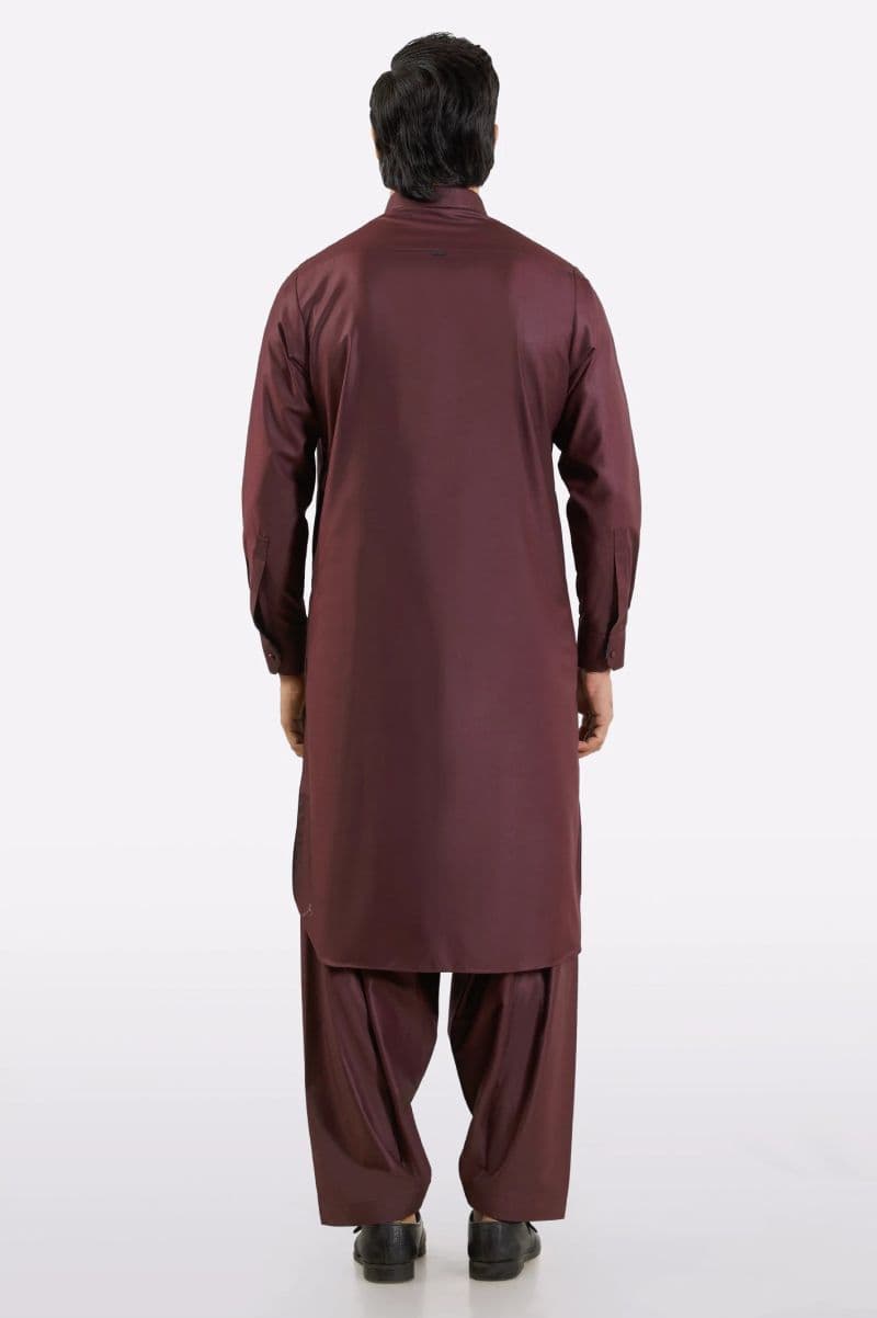 Maroon Wash & Wear Shalwar Kameez