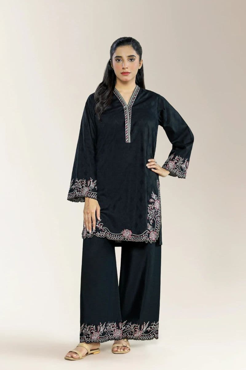 Embroidered Jacquard Black 2PC thumbnail