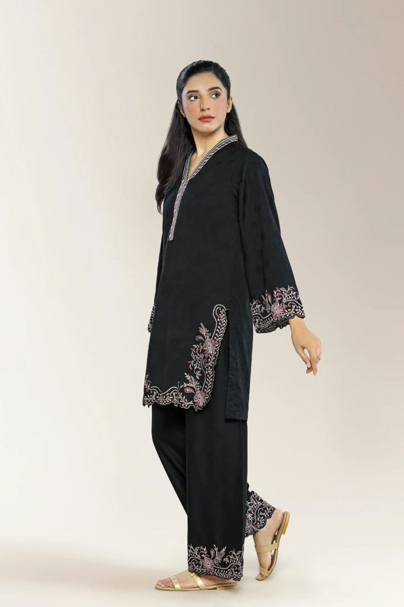 Embroidered Jacquard Black 2PC thumbnail