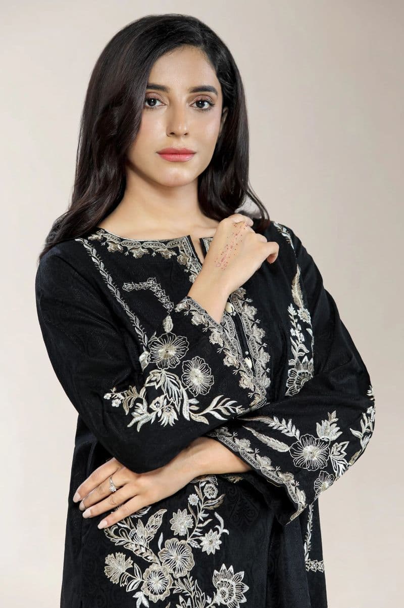 Embroidered Jacquard Black 2PC thumbnail