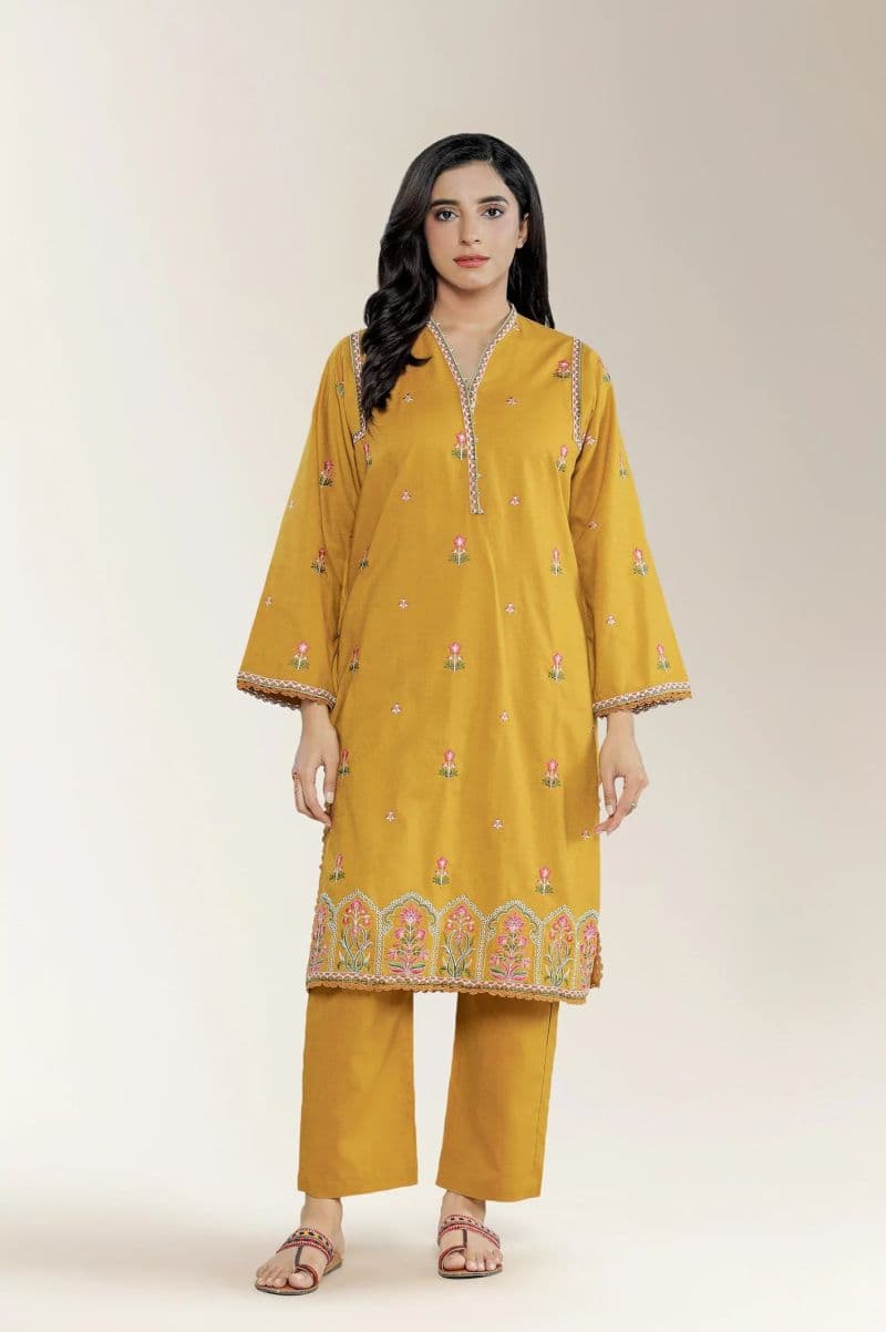 Embroidered Jacquard Mustard 2PC thumbnail