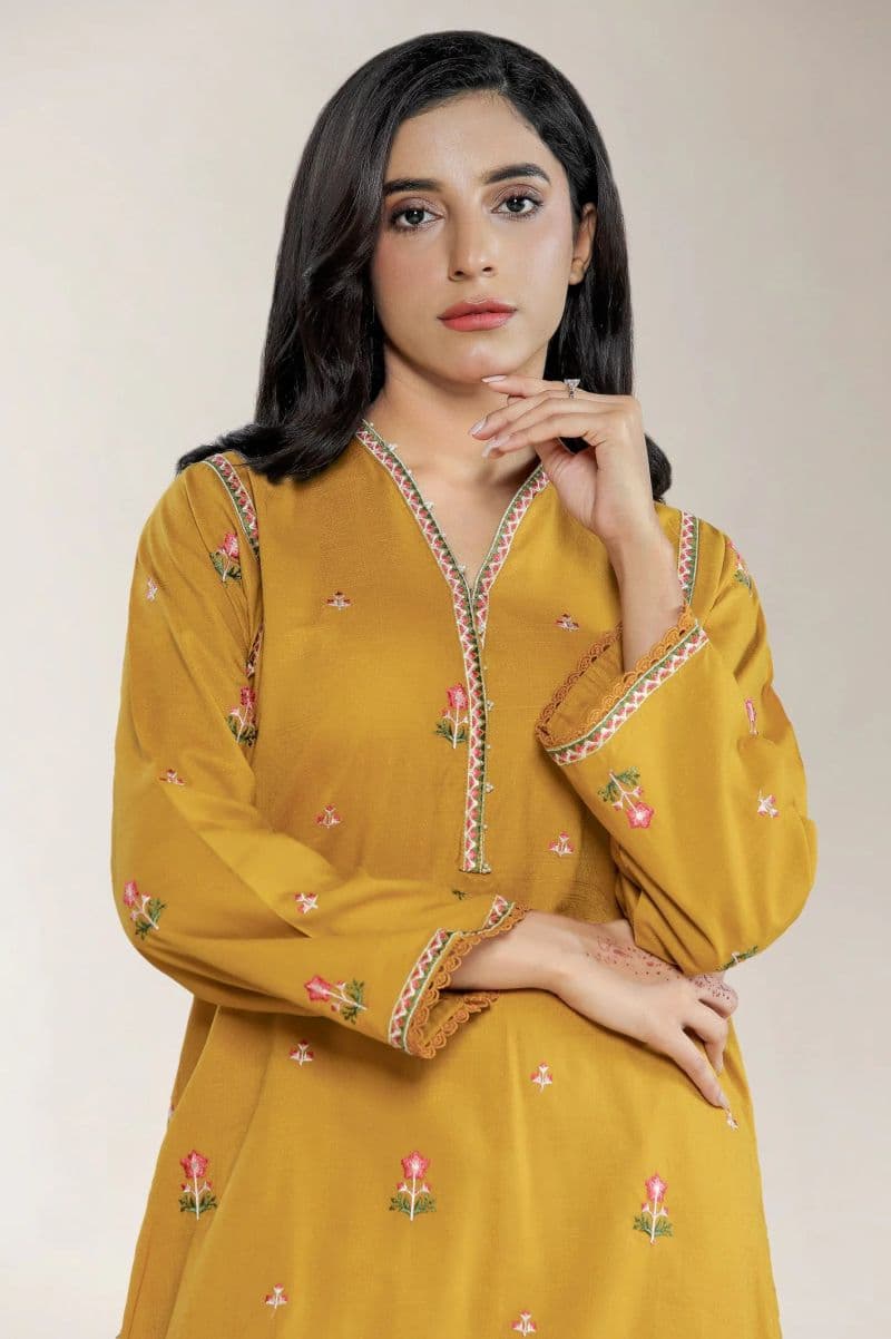 Embroidered Jacquard Mustard 2PC thumbnail