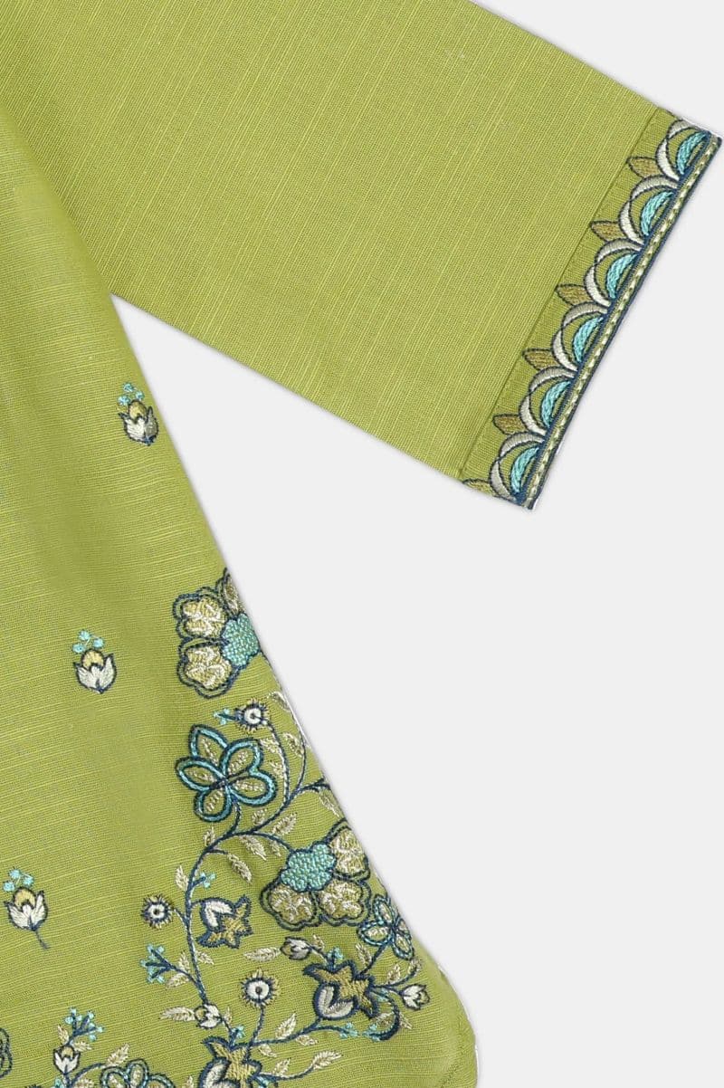 Embroidered Khaddar-Olive Girls 2PC thumbnail