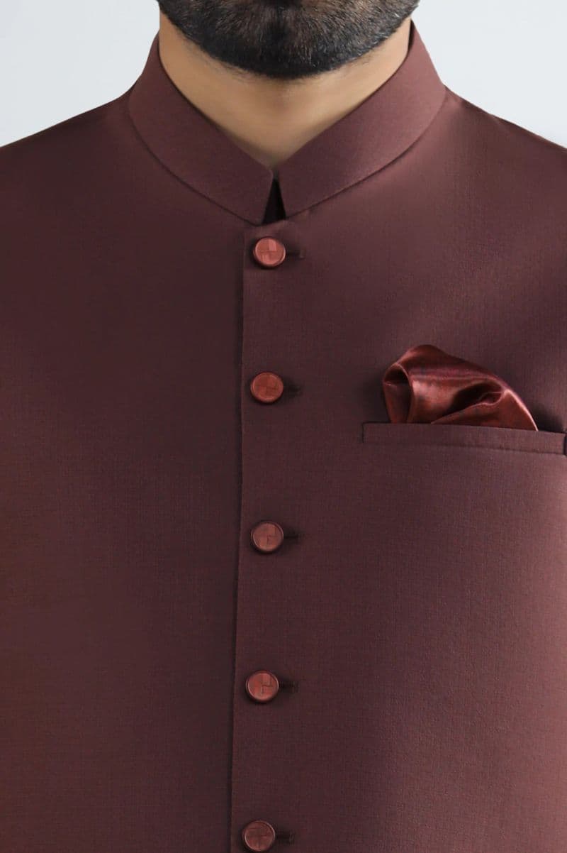 Dark Maroon Shalwar Kameez with Waistcoat thumbnail