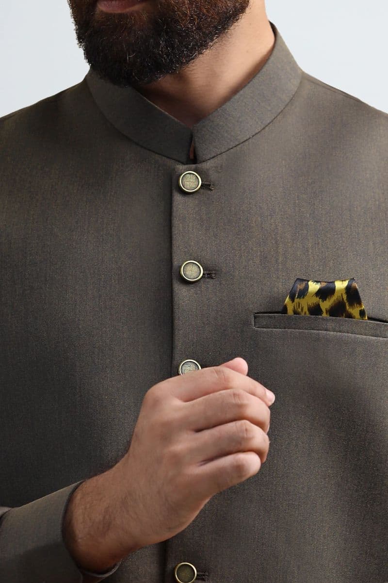 Dark Green Shalwar Kameez with Waistcoat thumbnail