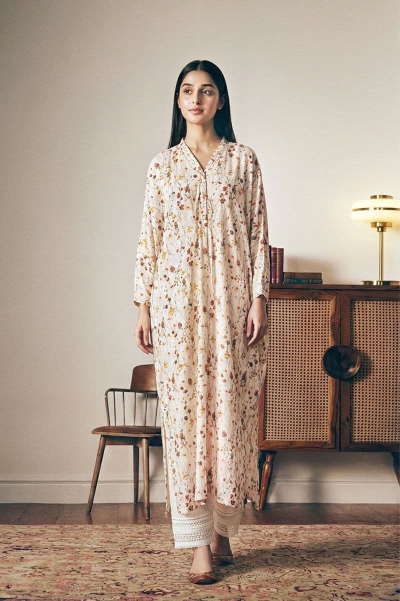 Printed Cream Kaftan thumbnail