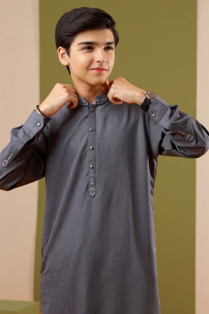 Boys Grey Kurta Pajama thumbnail