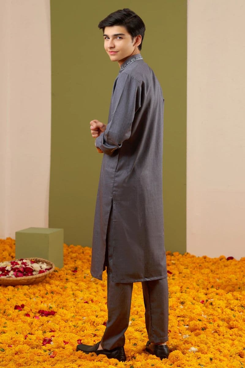 Boys Grey Kurta Pajama thumbnail