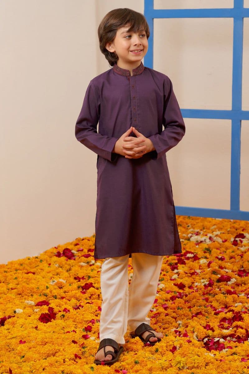 Boys Purple Kurta Pajama thumbnail