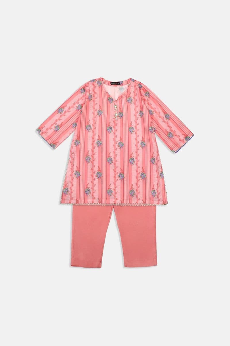 Printed Peach Girls 2PC