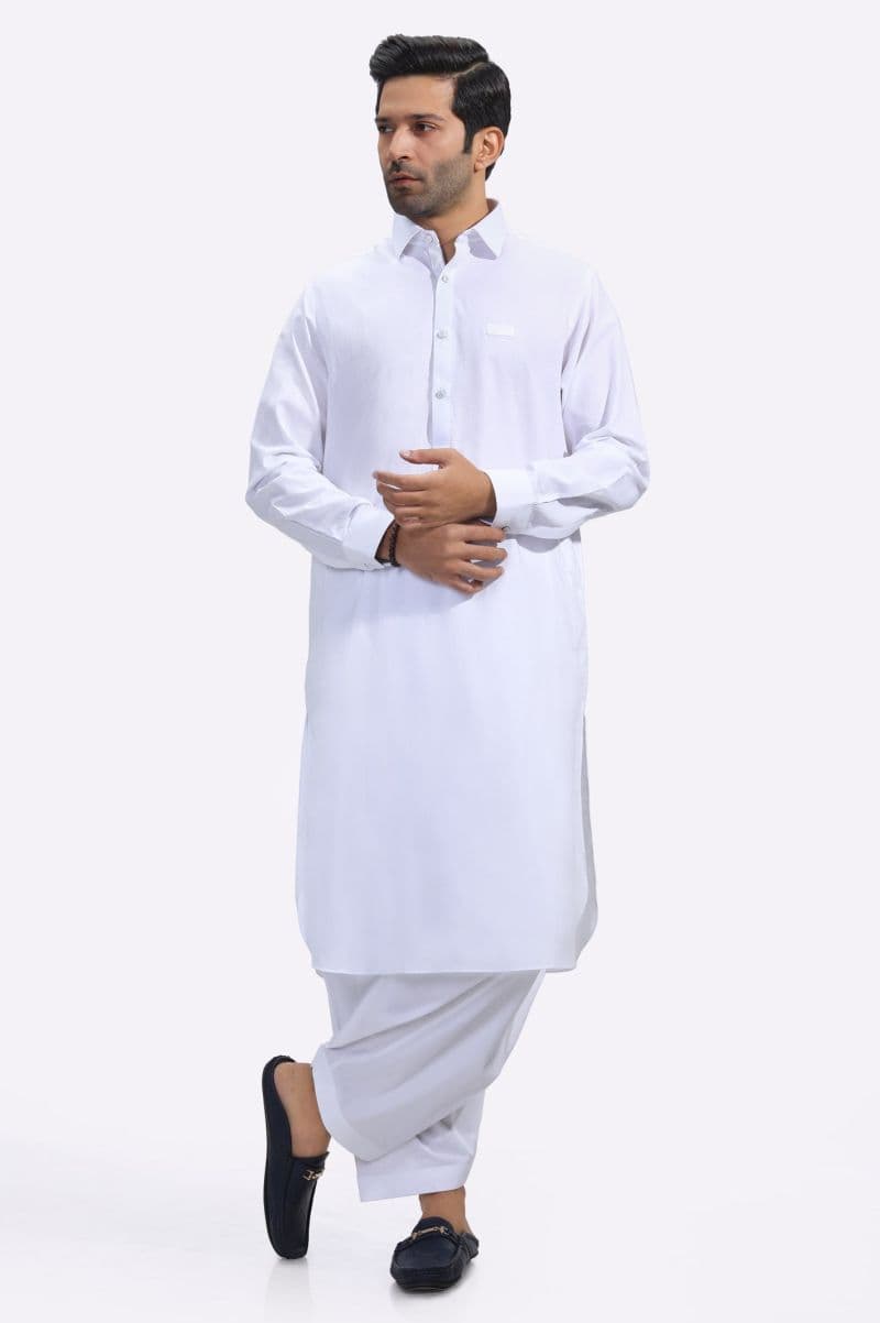 White Cotton Shalwar Kameez thumbnail