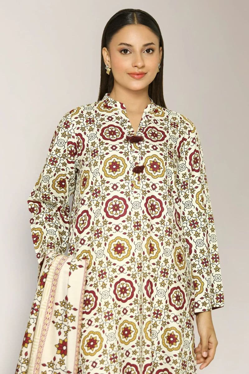 Printed Staple+Viscose-Cream 3PC thumbnail