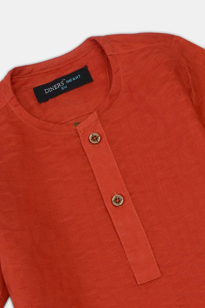 Orange Infant Screen Printed Kurta Shalwar