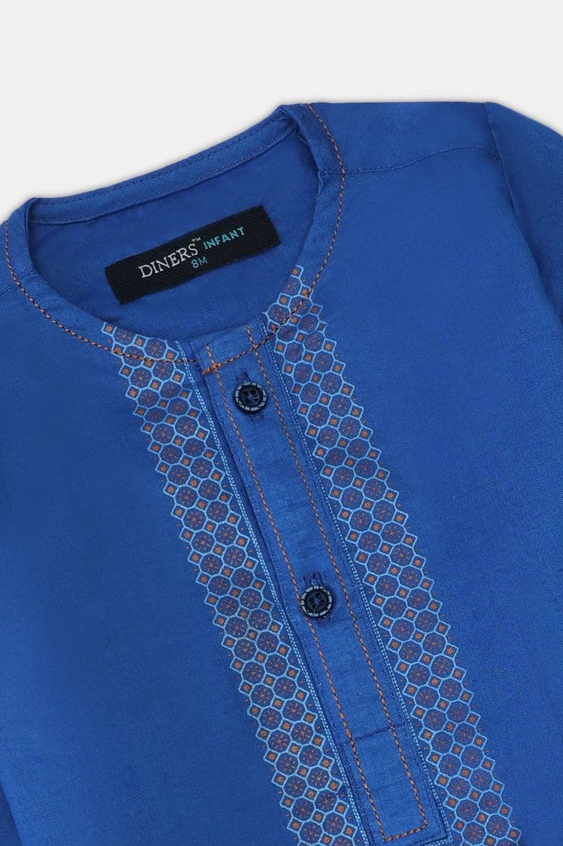 Blue Infant Kurta Screen Printed Shalwar