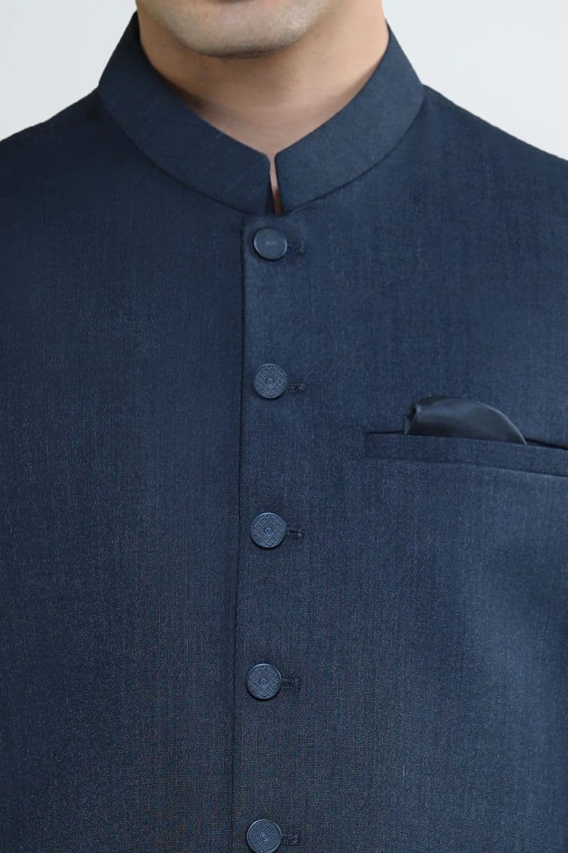 Dark Blue Shalwar Kameez with Waistcoat