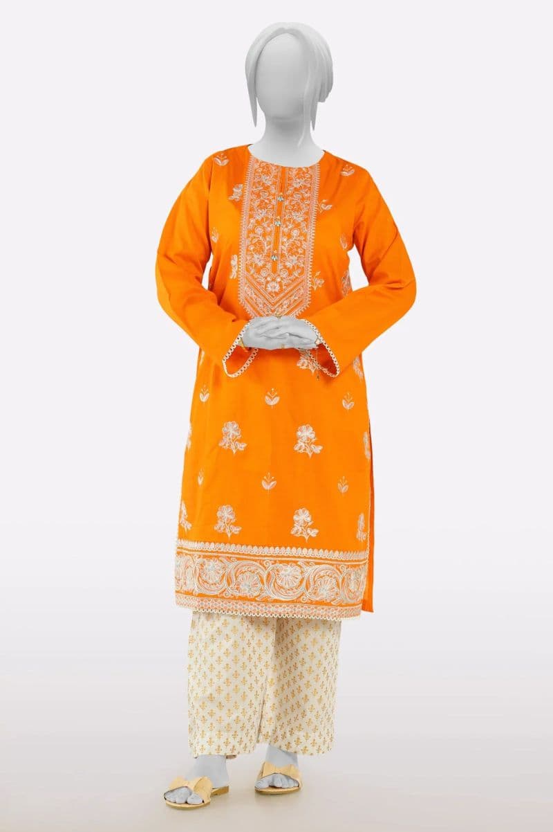 Orange Embroidered Kurti thumbnail