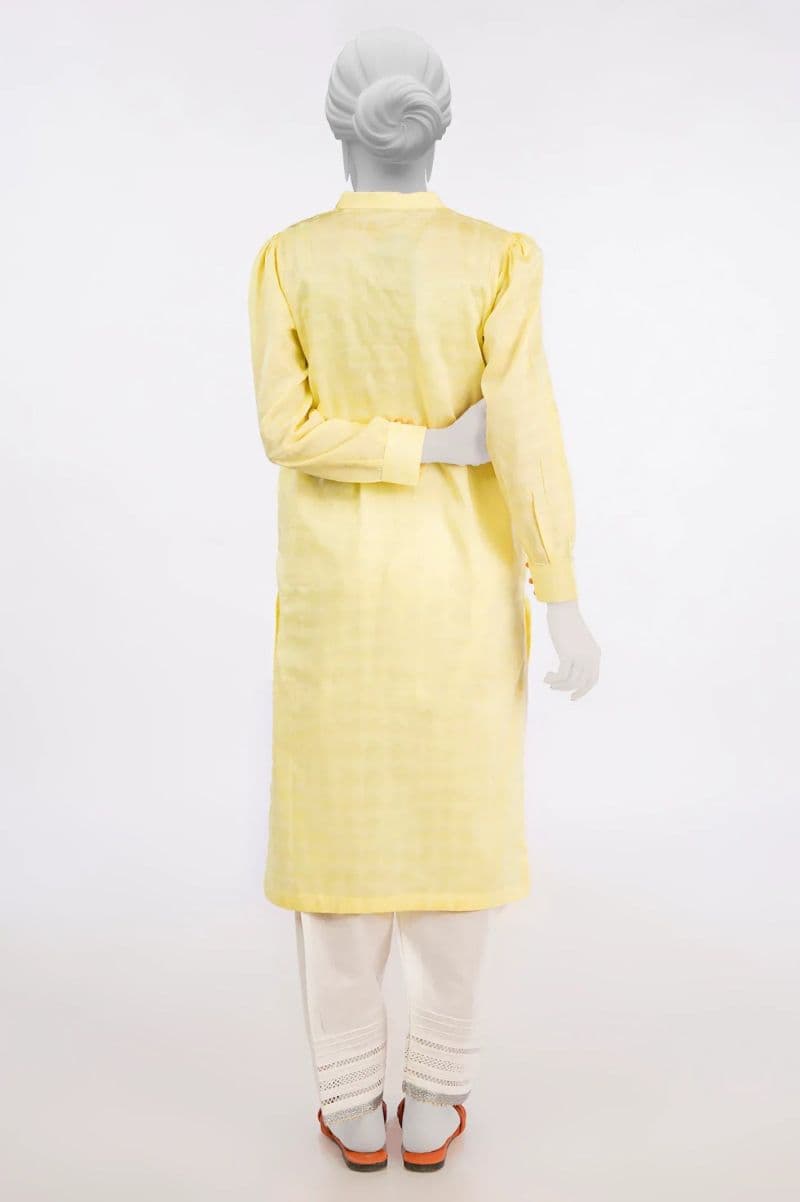 Jacquard Yellow Stylised Kurti thumbnail