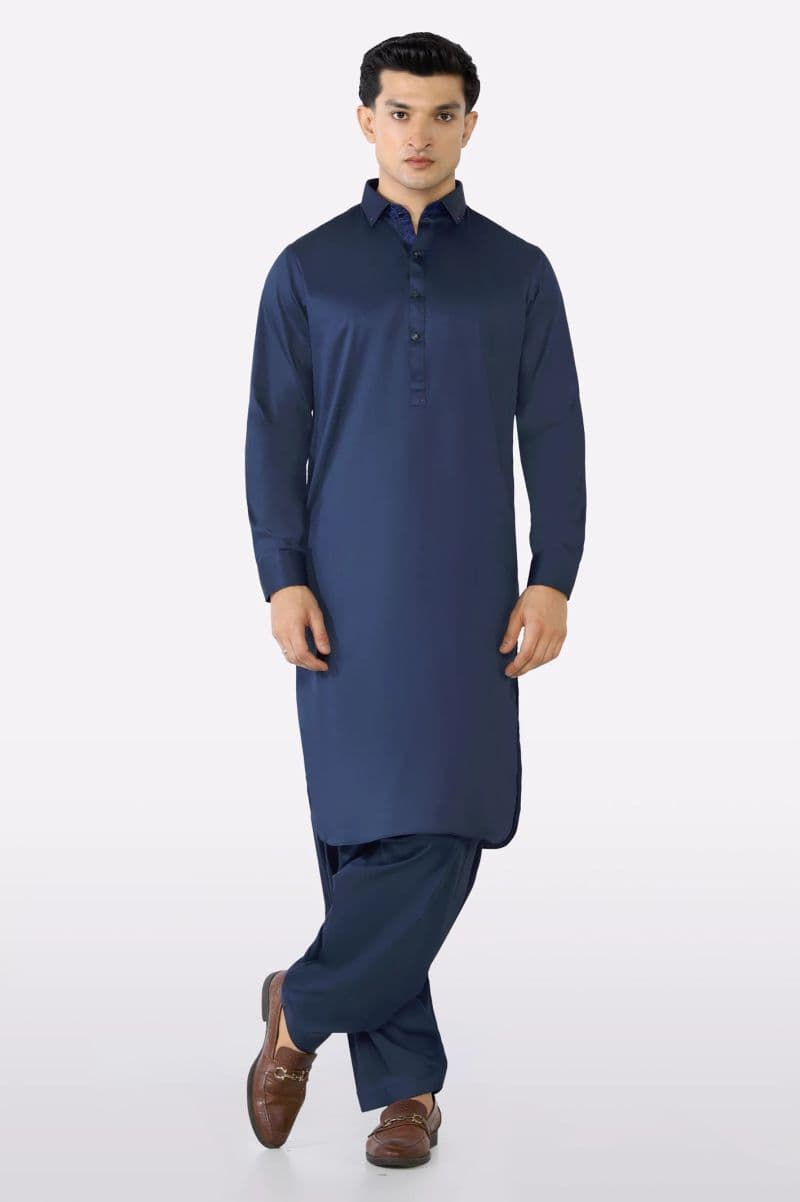 Navy Blue Cotton Shalwar Kameez