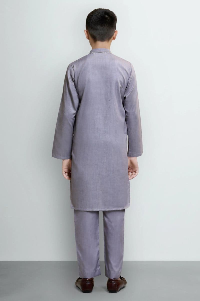 Muted Red Boys Kurta Embroidered Pajama