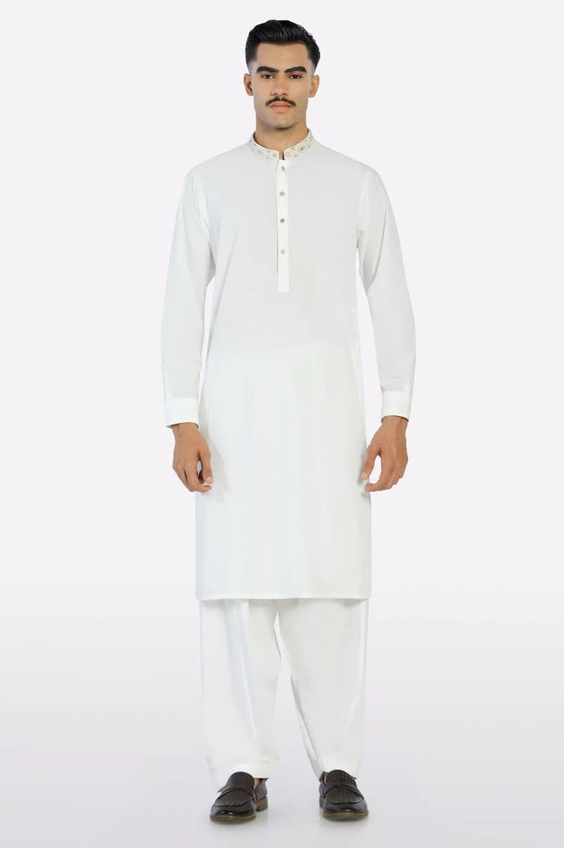 Off White Wash & Wear Shalwar Kameez thumbnail