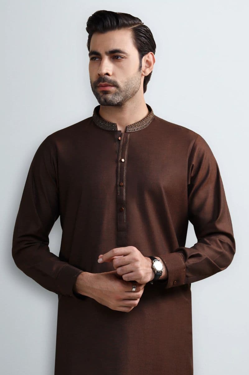 Rust Wash & Wear Shalwar Kameez thumbnail