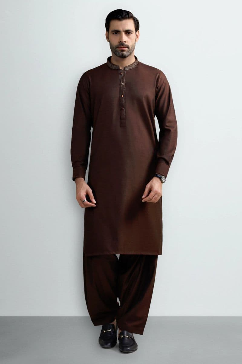 Rust Wash & Wear Shalwar Kameez thumbnail