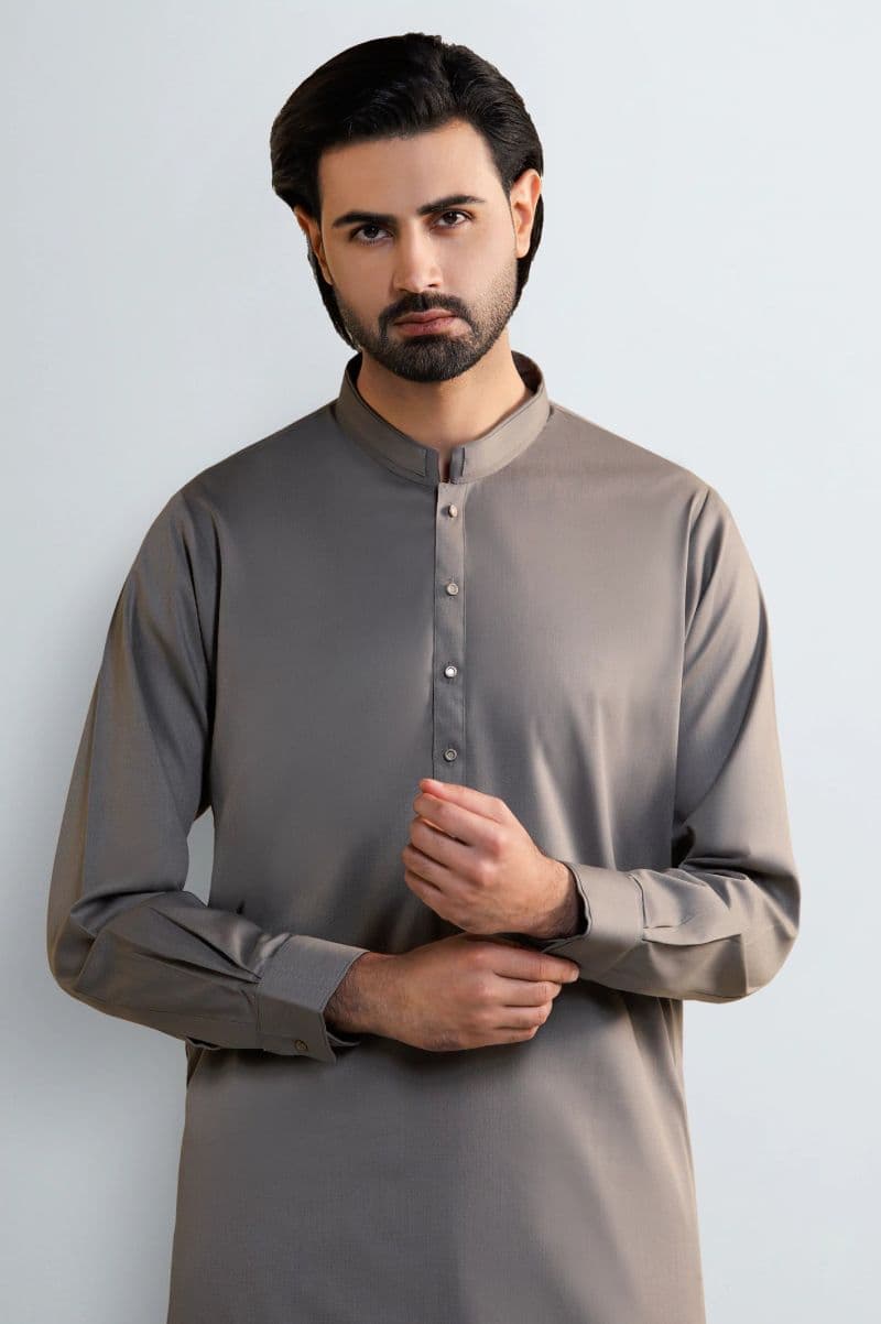Dark Beige Wash & Wear Shalwar Kameez