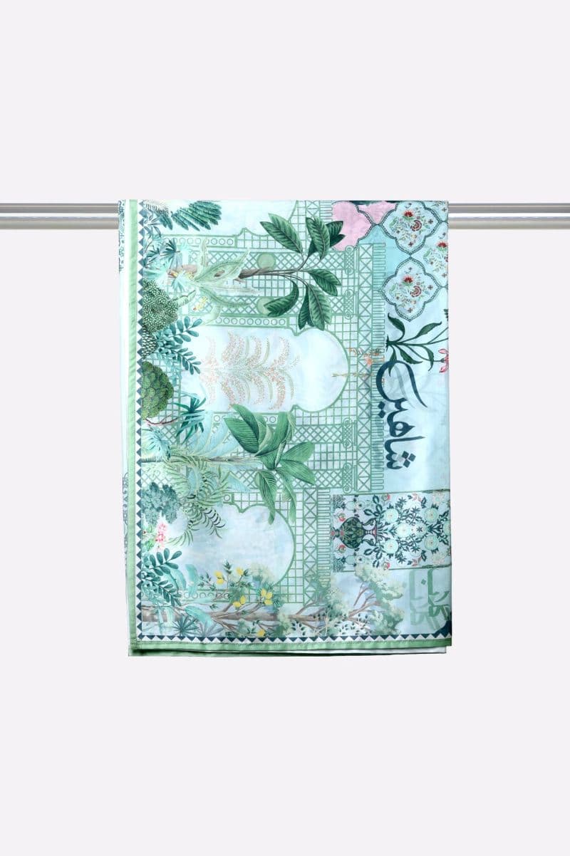 Poly Silk Printed Stole-Green thumbnail