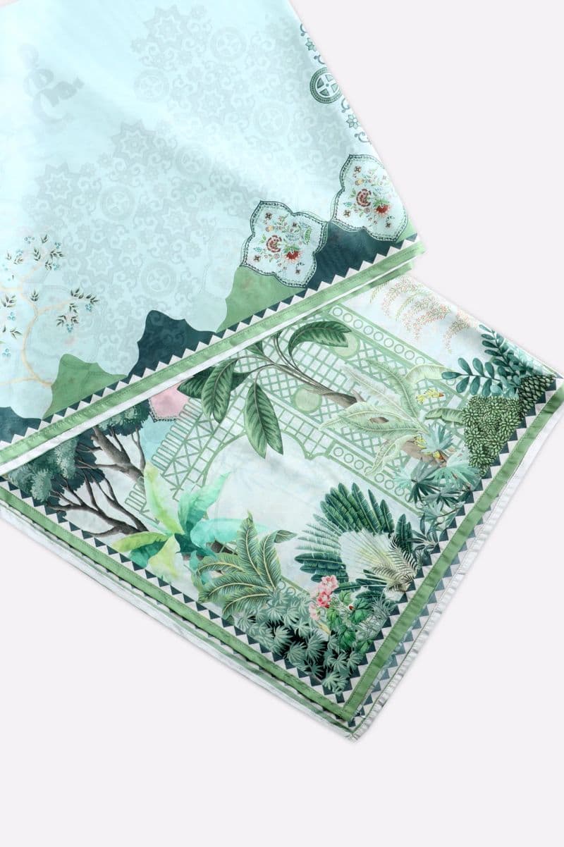 Poly Silk Printed Stole-Green thumbnail