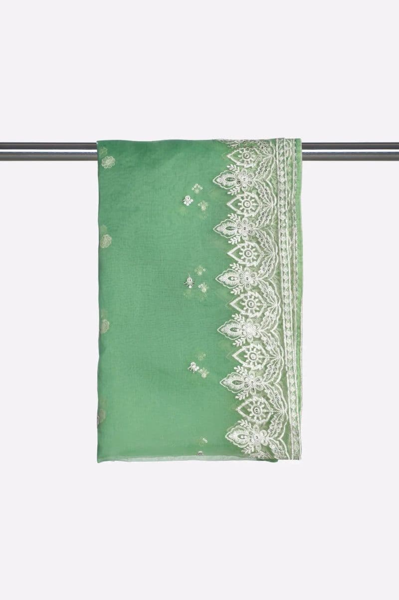 Light Green Embroidered Dupatta thumbnail
