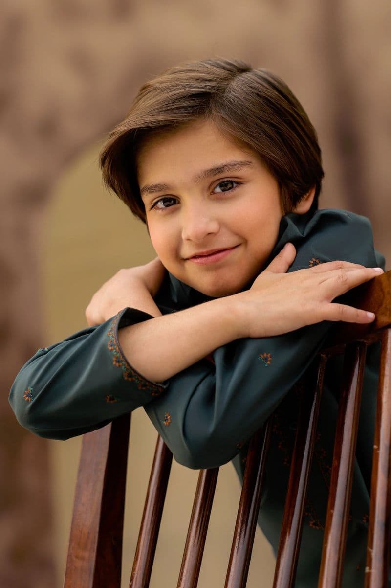 Dark Green Boys Kurta Pajama With Embroidery