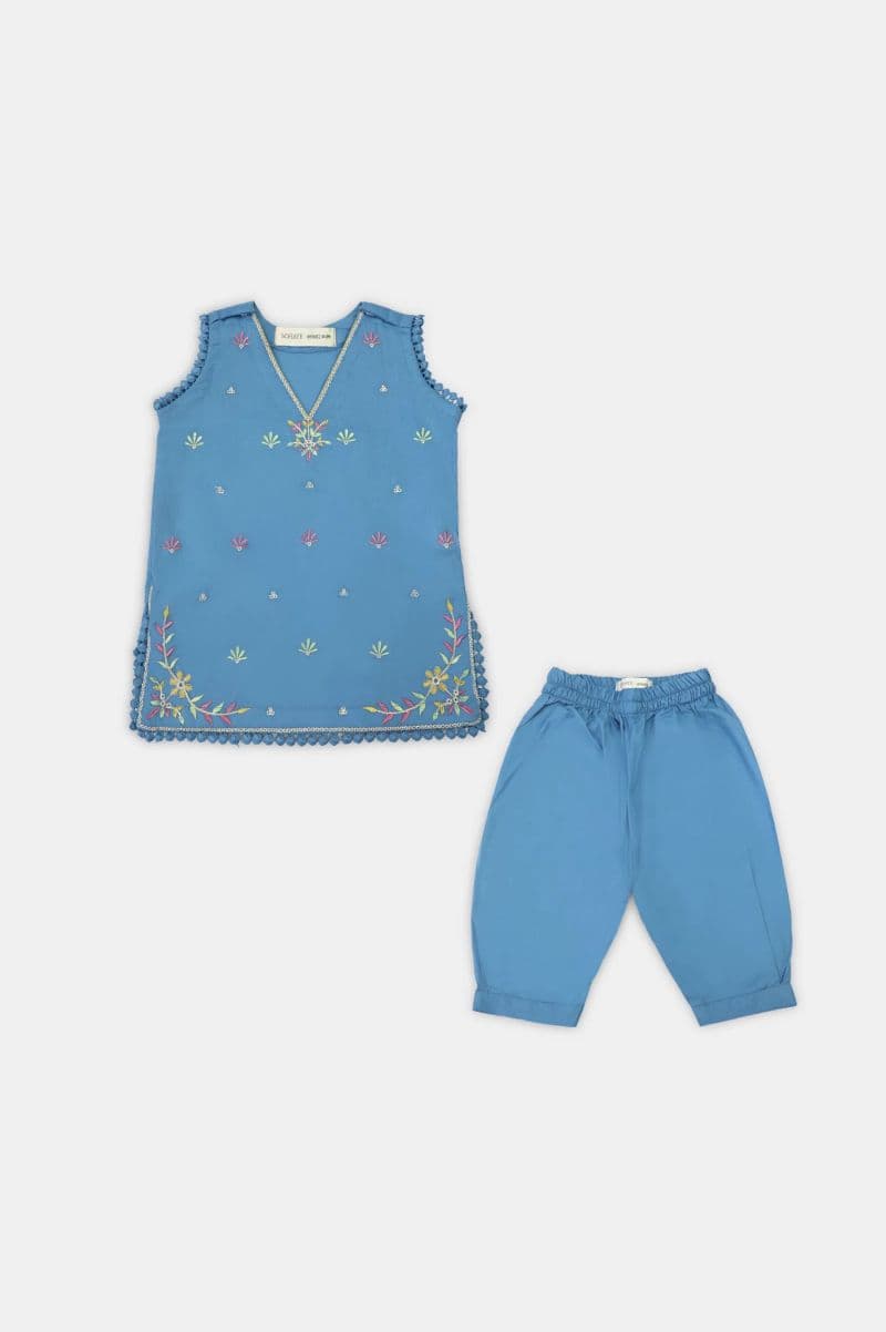 Embroidered Blue Infant 2PC