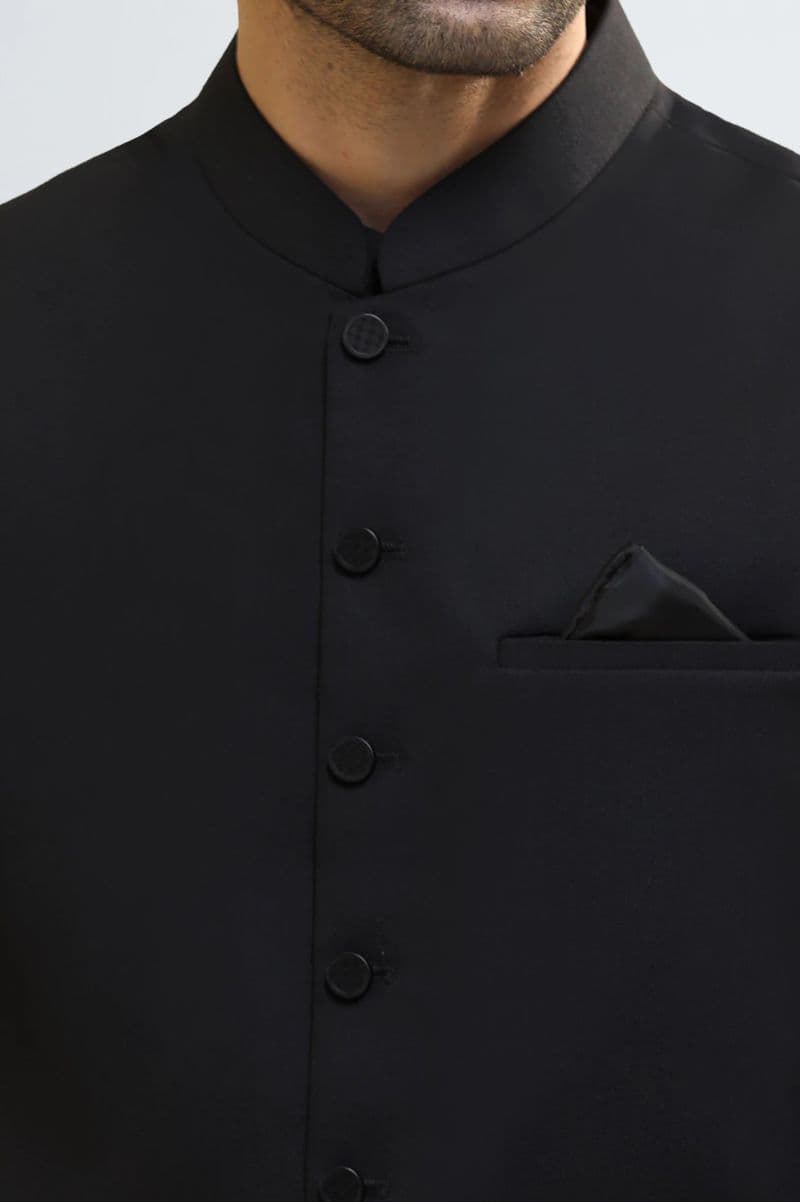 Black Shalwar Kameez with Waistcoat