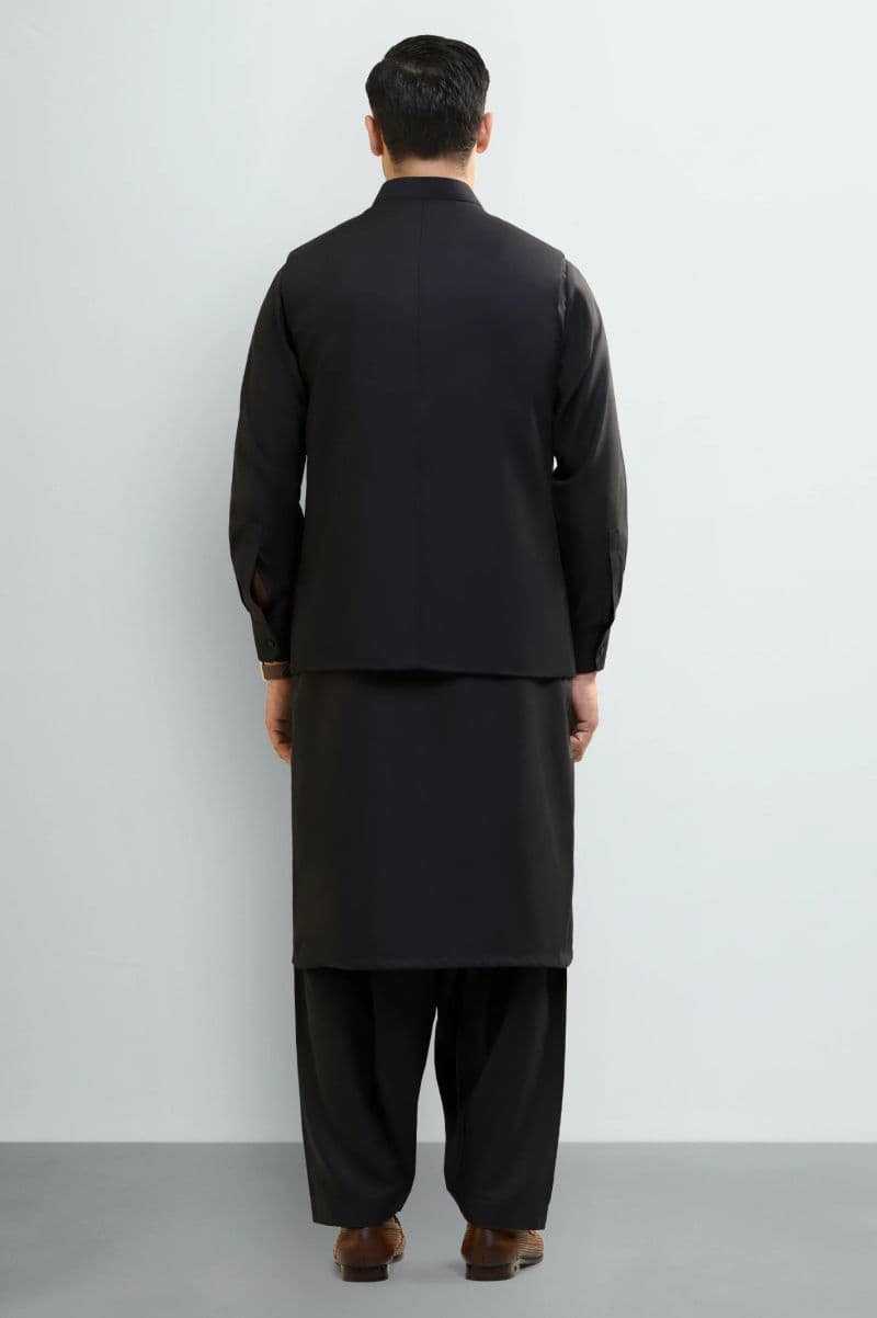 Black Shalwar Kameez with Waistcoat