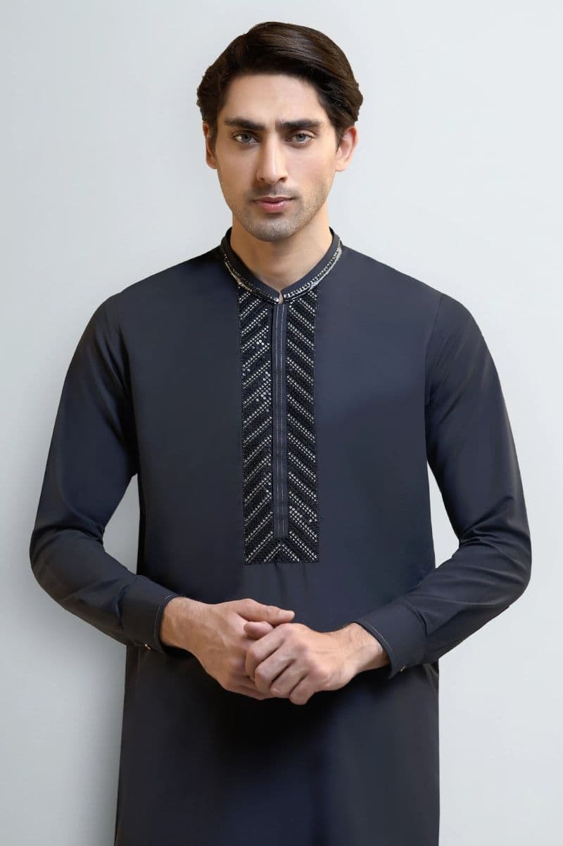 Grey Wash & Wear Shalwar Kameez (TASSAVUR) thumbnail