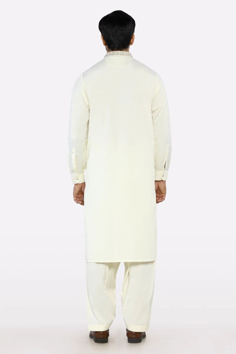 Cream Wash & Wear Shalwar Kameez