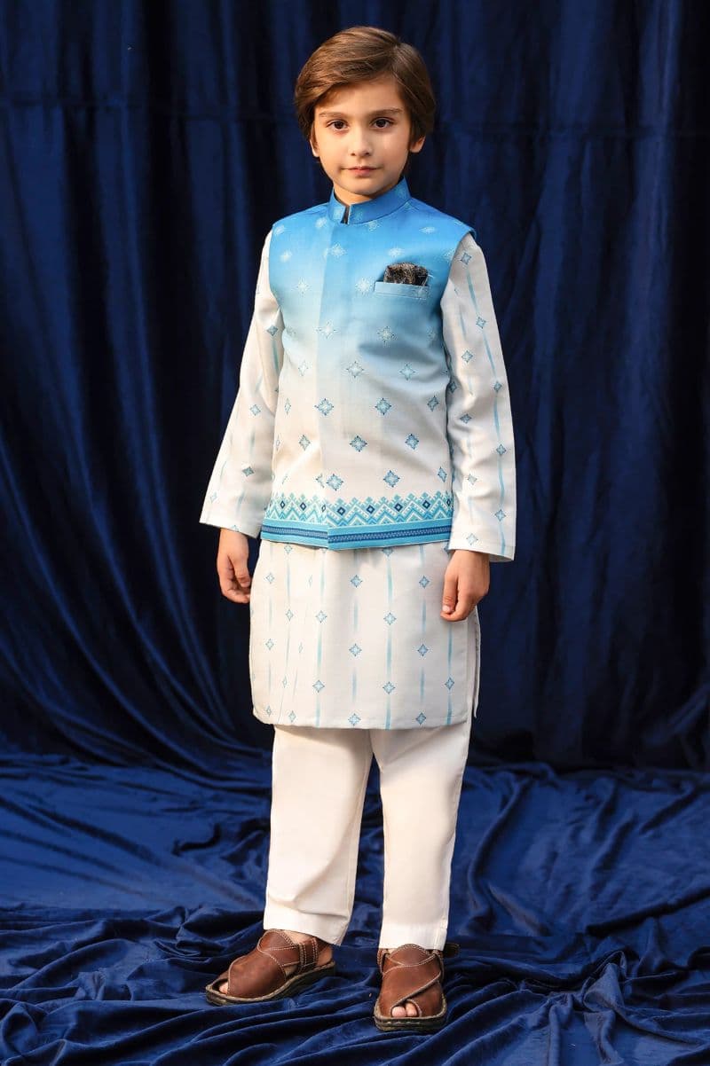 Ash Grey Boys Kameez Shalwar With Waistcoat thumbnail