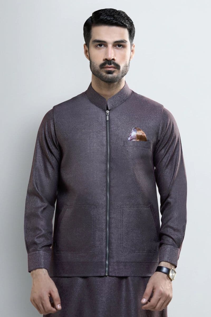 Purple Shalwar Kameez with Waistcoat
