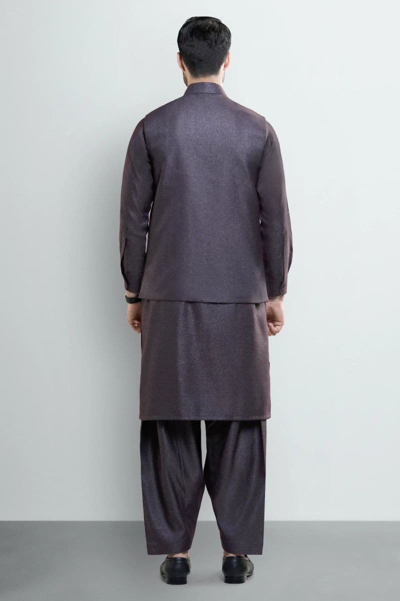 Purple Shalwar Kameez with Waistcoat