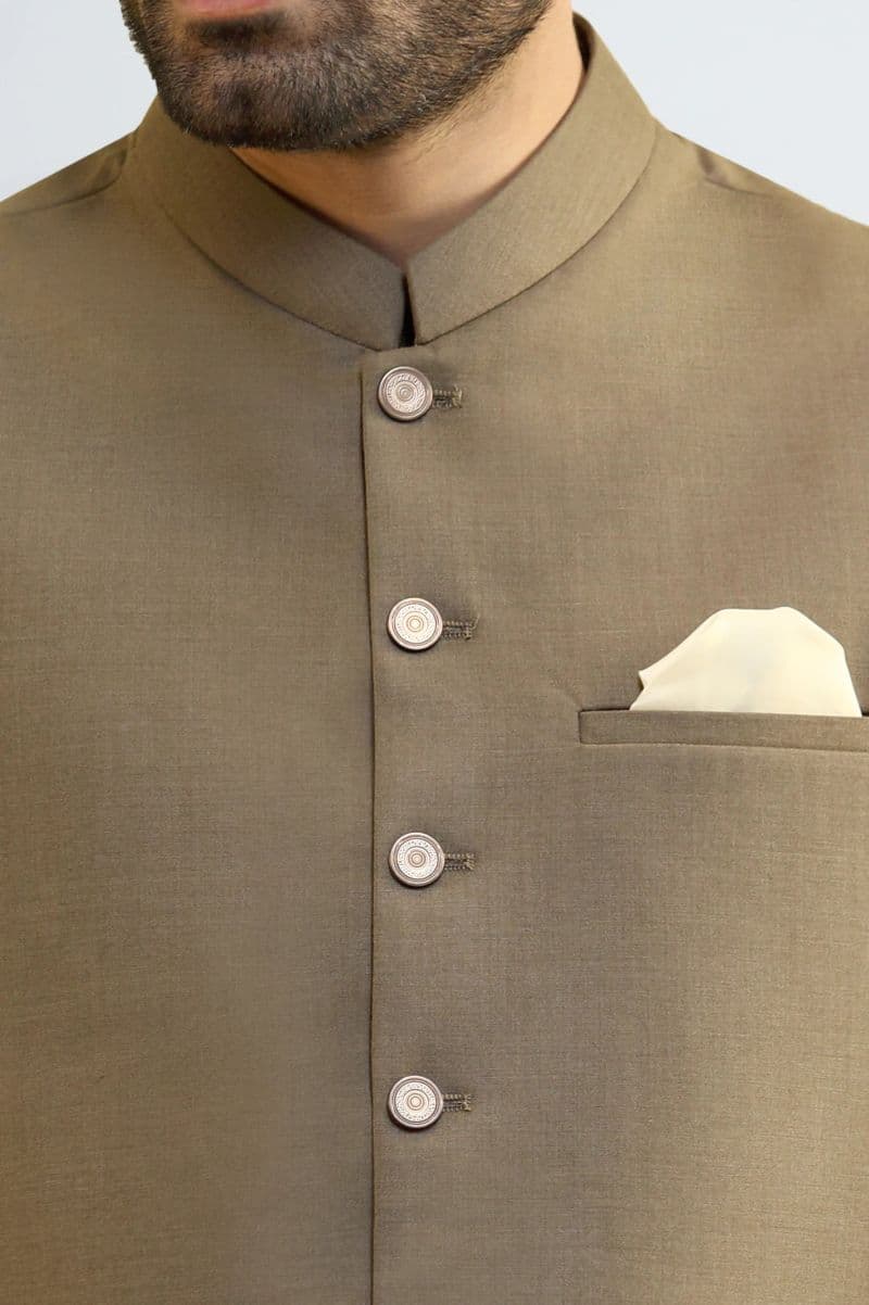 Light Brown Shalwar Kameez with Waistcoat