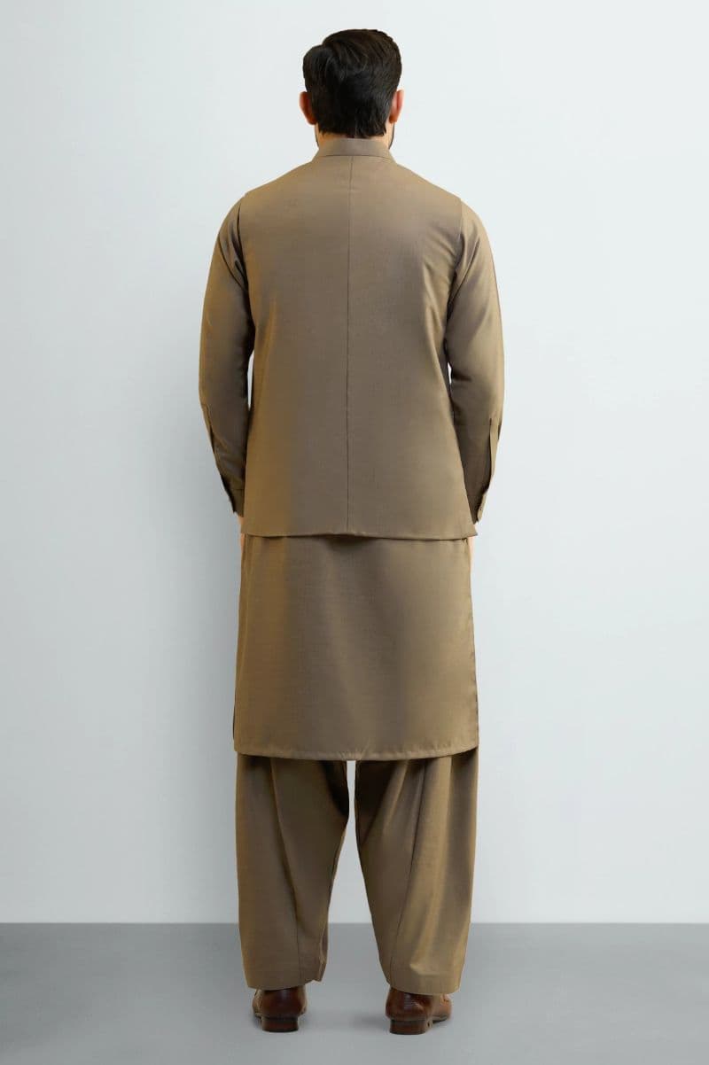 Light Brown Shalwar Kameez with Waistcoat
