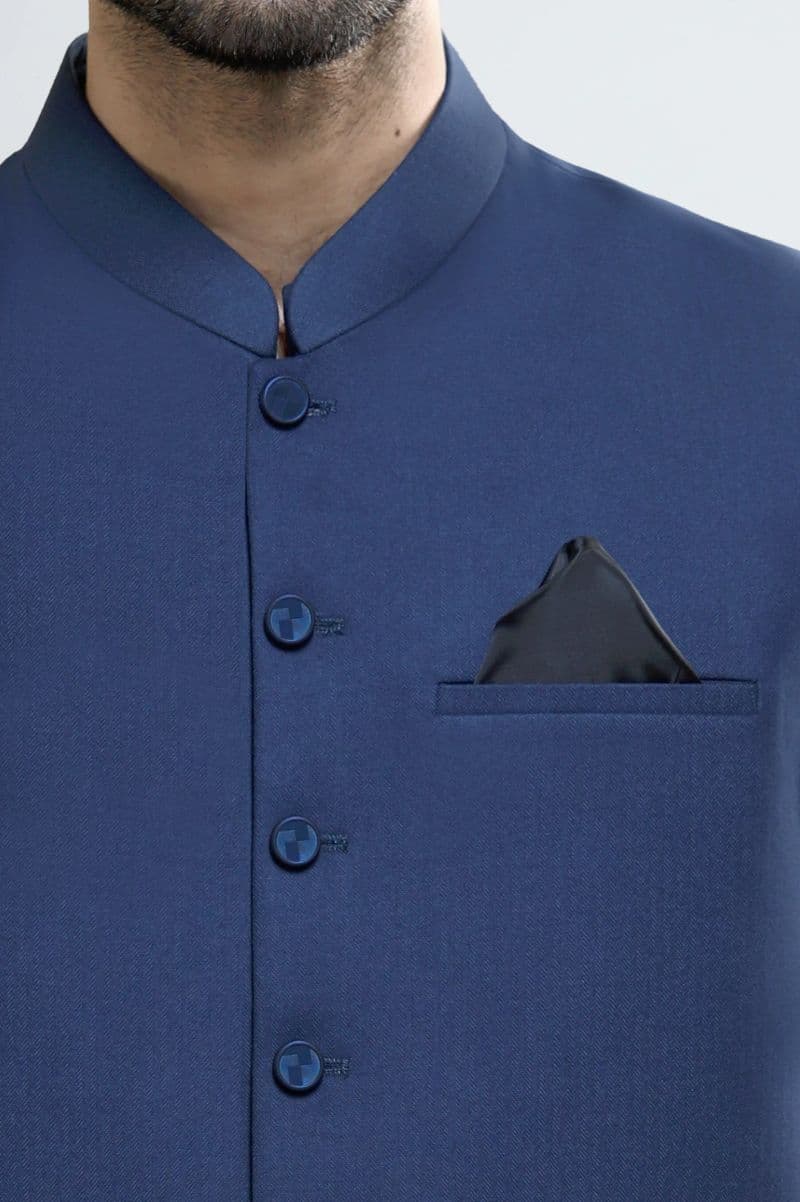 Dark Blue Shalwar Kameez with Waistcoat