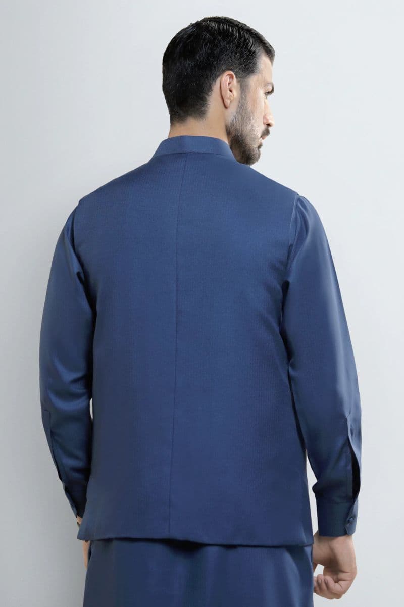 Dark Blue Shalwar Kameez with Waistcoat