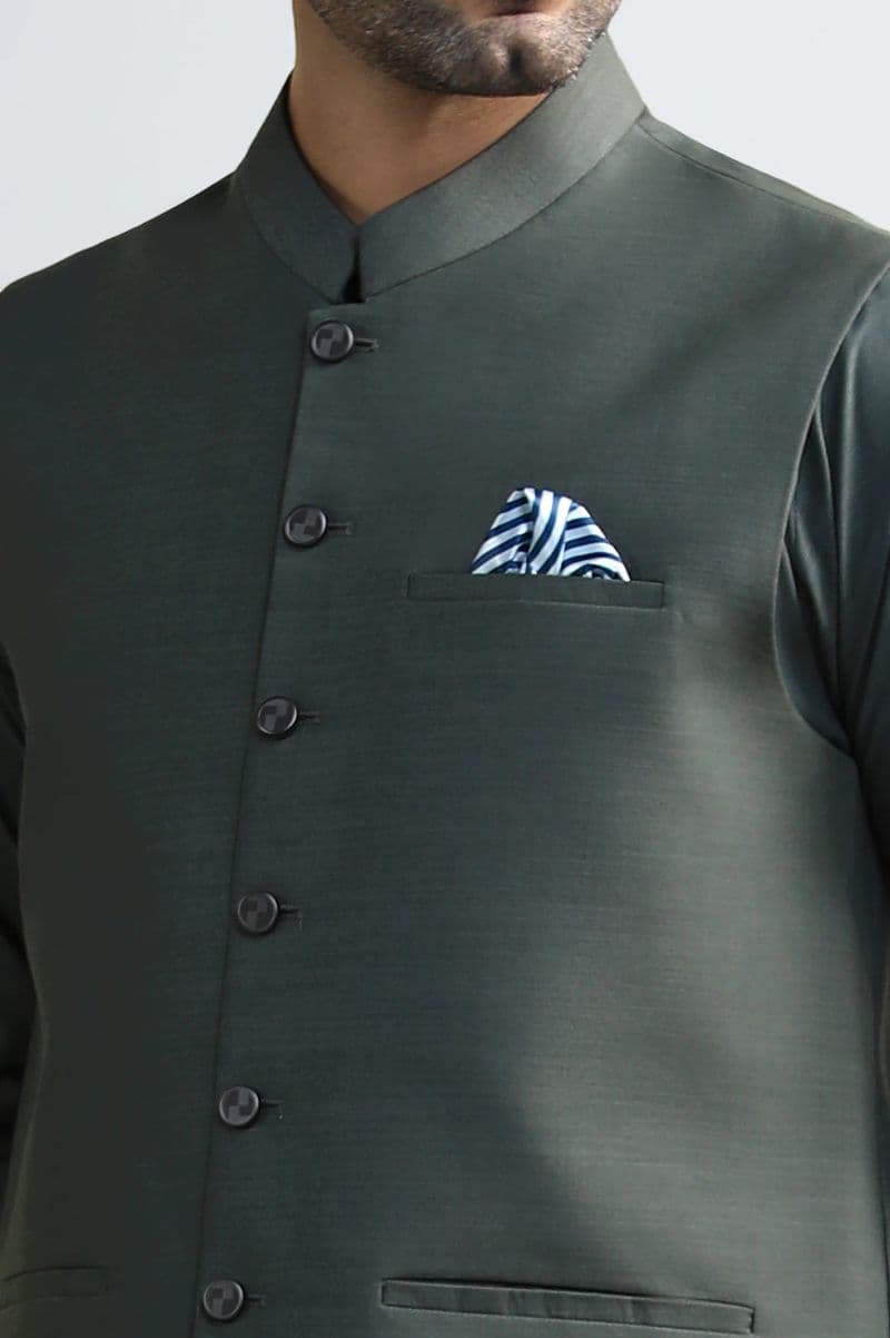 Dark Grey Shalwar Kameez with Waistcoat thumbnail